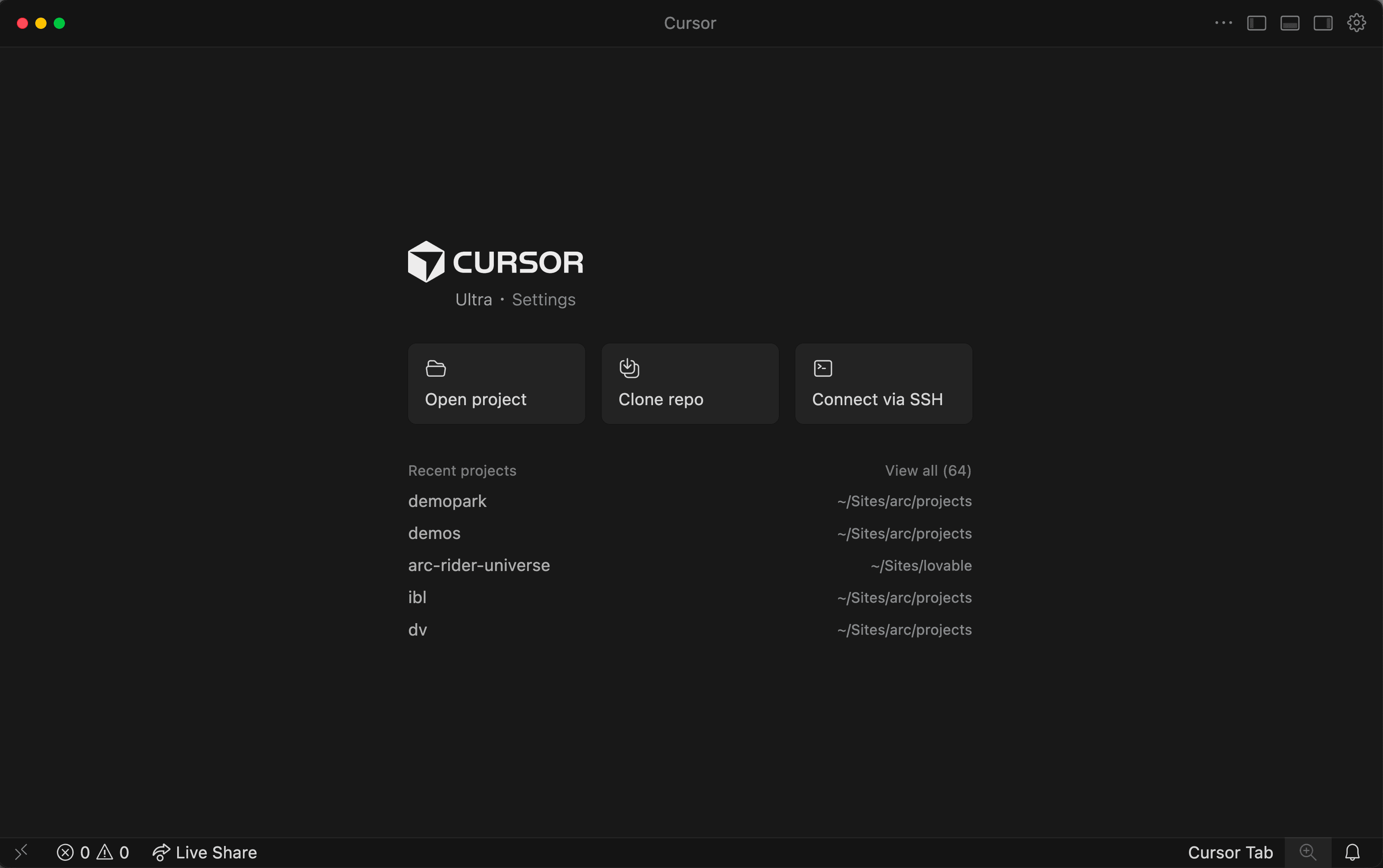 Abrir la carpeta del proyecto en Cursor